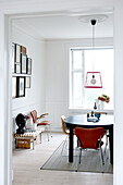 Vintage furniture in white dining room