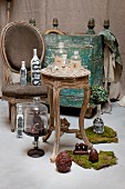 Arrangement of antiques, bottles and objets d'art