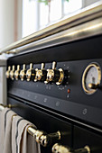 Detail of modern, vintage-style gas cooker
