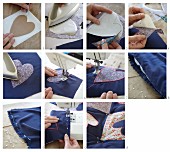 Instructions for sewing a quilt with love-heart motifs