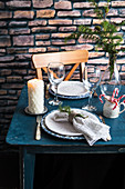 Christmas table set for two