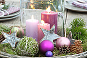 Christmas table decoration on the terrace