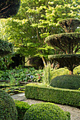 Topiary garden with ponds (Les Jardin de Castillon, France)
