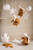 White Christmas decorations and gingerbread bells