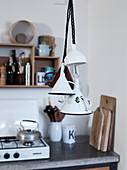 Homemade lamps made from vintage funnels