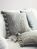 Homemade crocheted cushions
