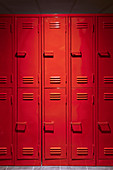 Red metal lockers