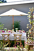 A table laid for a summer garden party