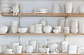 Shelves of pottery