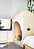 Boy's room with plywood play den