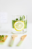 Herbal water with lemon
