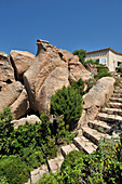 Steps leading between granite boulders