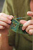 Knitting beaded wrist warmers