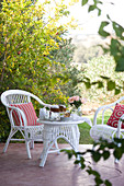 White rattan furniture on terrace