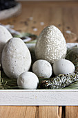 Handmade concrete Easter eggs
