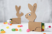 Easter bunnies made from matchboxes and paper