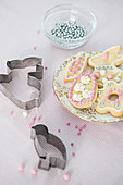 Iced Easter biscuits and pastry cutters