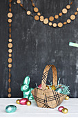 Handmade Easter basket and chocolate eggs