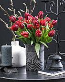 Red tulips in vase