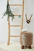 Christmas decorations on ladder