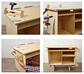 Instructions for building a workshop trolley (attaching bracket)