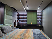 Double bed in elegant master bedroom