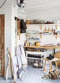Studio with decorative materials and found objects from nature