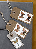Paper gift tags with butterfly motif