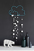 Handcrafted snowy-cloud mobile