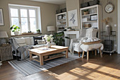 Scandinavian-style living room in natural shades