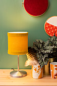 DIY lampshade made from yellow corduroy