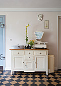 White dresser in kitchen-dining room