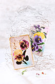 Vintage flower cards with embroidery