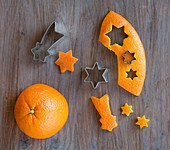 Decorations cut out of orange peel