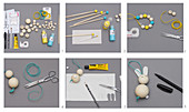 Instructions for making Easter decorations from wooden beads