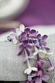 Napkin ring made from strings of lilac florets
