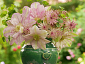 Pink bouquet of clematis and Masterworts
