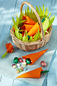 Colourful paper bags of Easter sweets