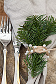 Linen napkin with Christmas decoration