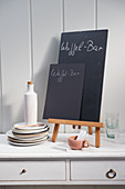 Slate boards for writing on for a buffet