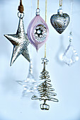Christmas decorations in silver and pink