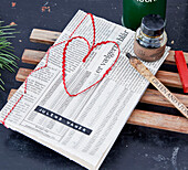Accessories for DIY Christmas garland made of newspaper