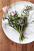 Spring posy as a plate decoration