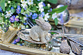 Silver Easter bunny on a silver spoon