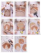 Instructions for making macramé feathers made from yarn