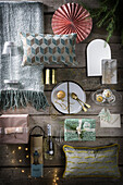 Mood board with inspirations for Christmas decoration and gifts