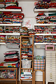 Fabric for sewing on open shelving in storage room