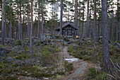 Wood hut in Svartadalen forest, Sweden