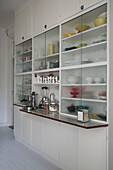 50s style storage cabinet in 20th century Stockholm apartment