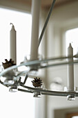 Close up of contemporary chandelier with candles